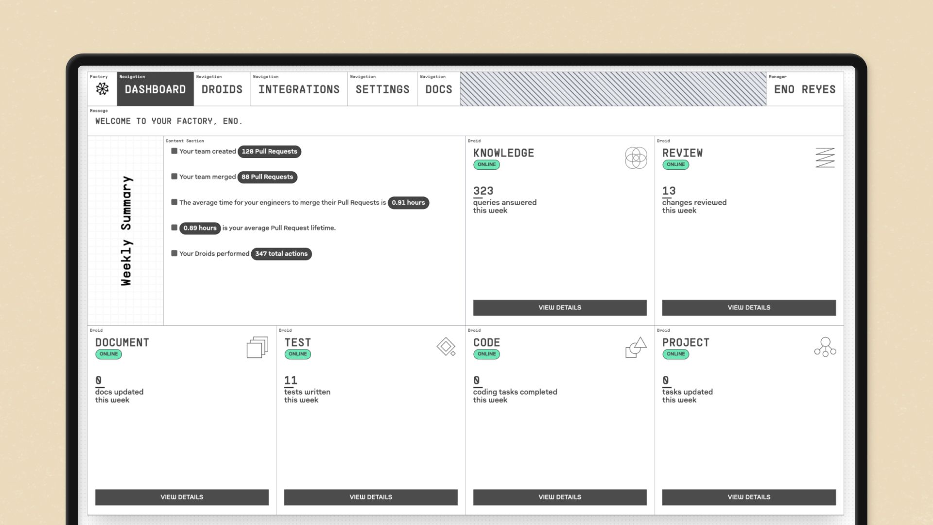 App screen from the Factory platform