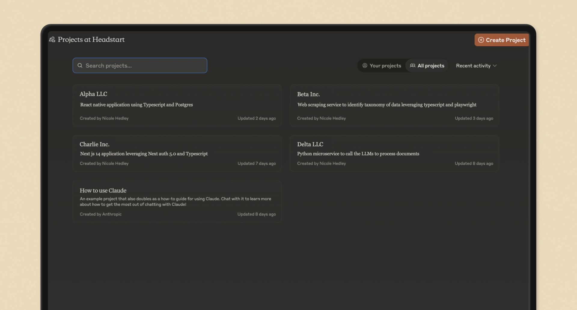 Headstart produt screenshot