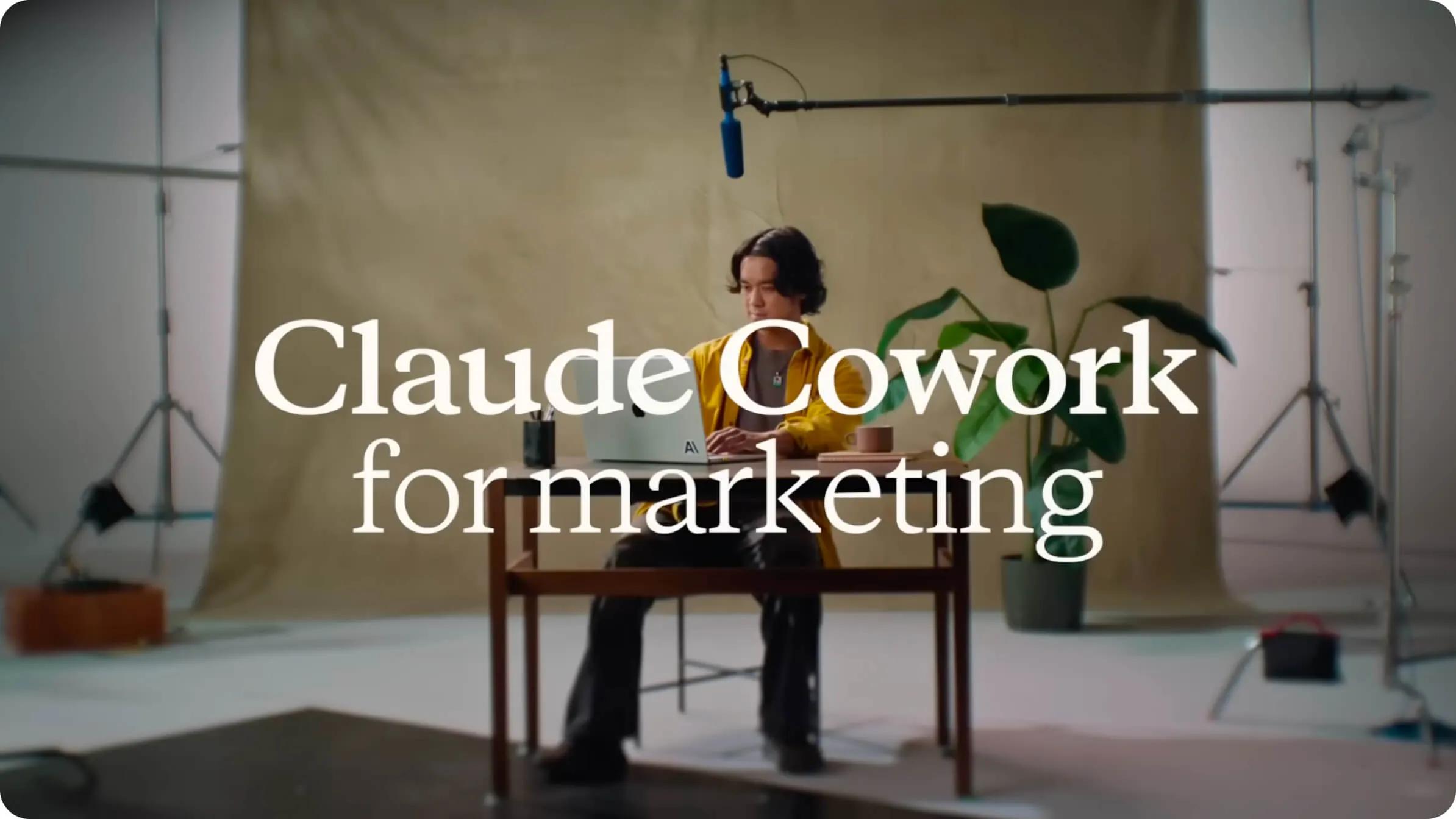 Screenshot of the Claude Cowork interface handling a marketing task in the Claude desktop app