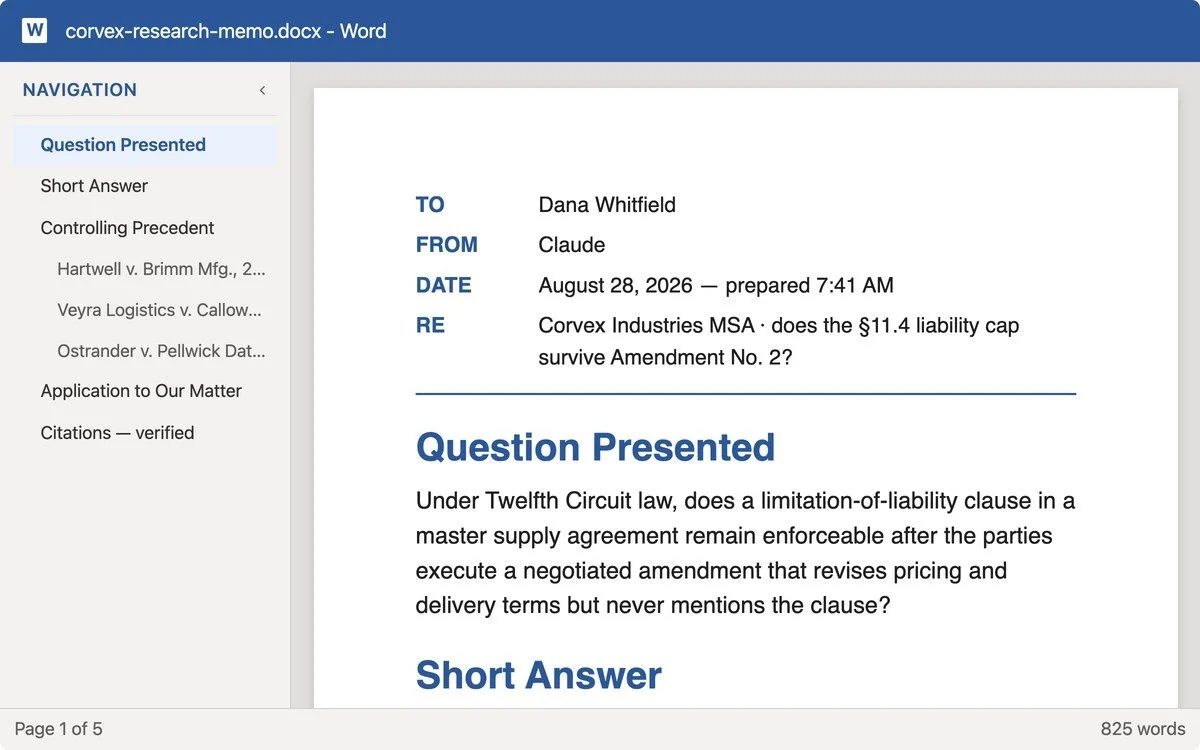 Legal research drafting preview